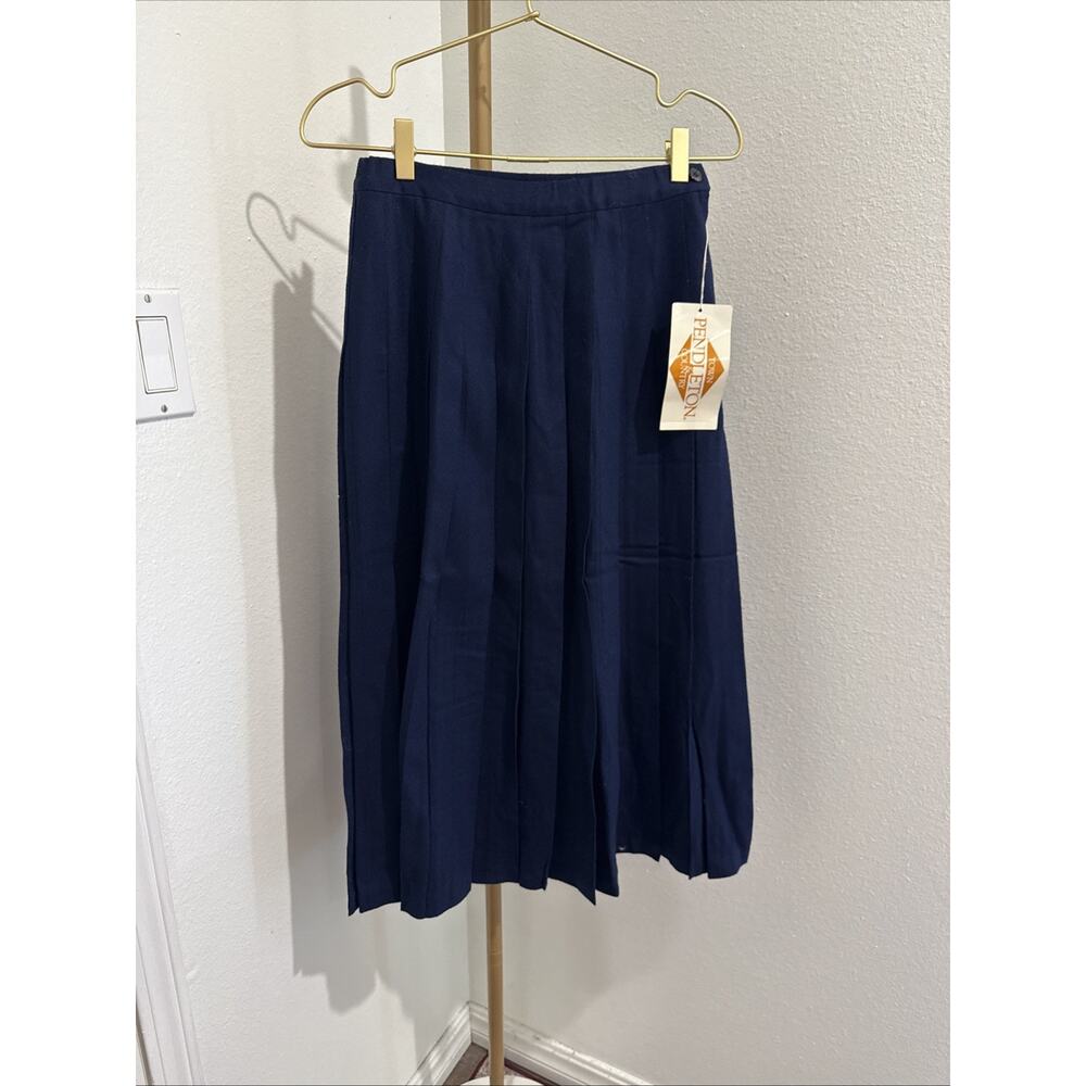 Pendleton Womens’s Blue Skirt Sz 6‎ vintage over the knee Pleated Shirt Wool New